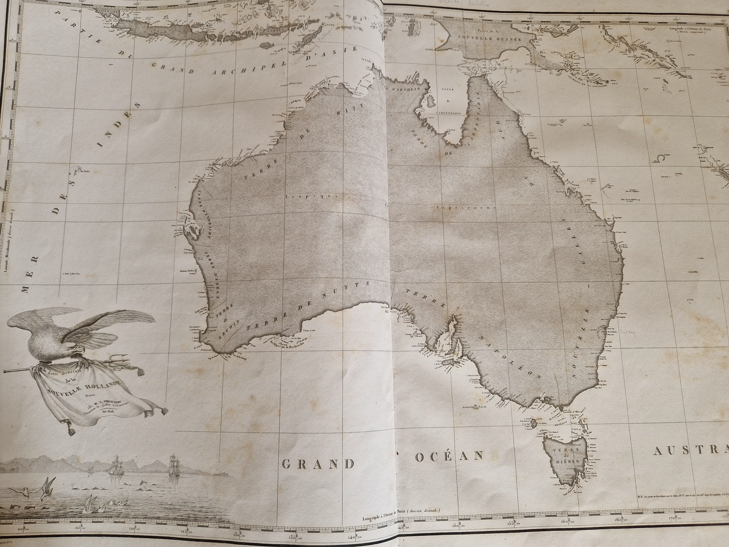 Antique map of Australia entitled Nouvelle Hollande